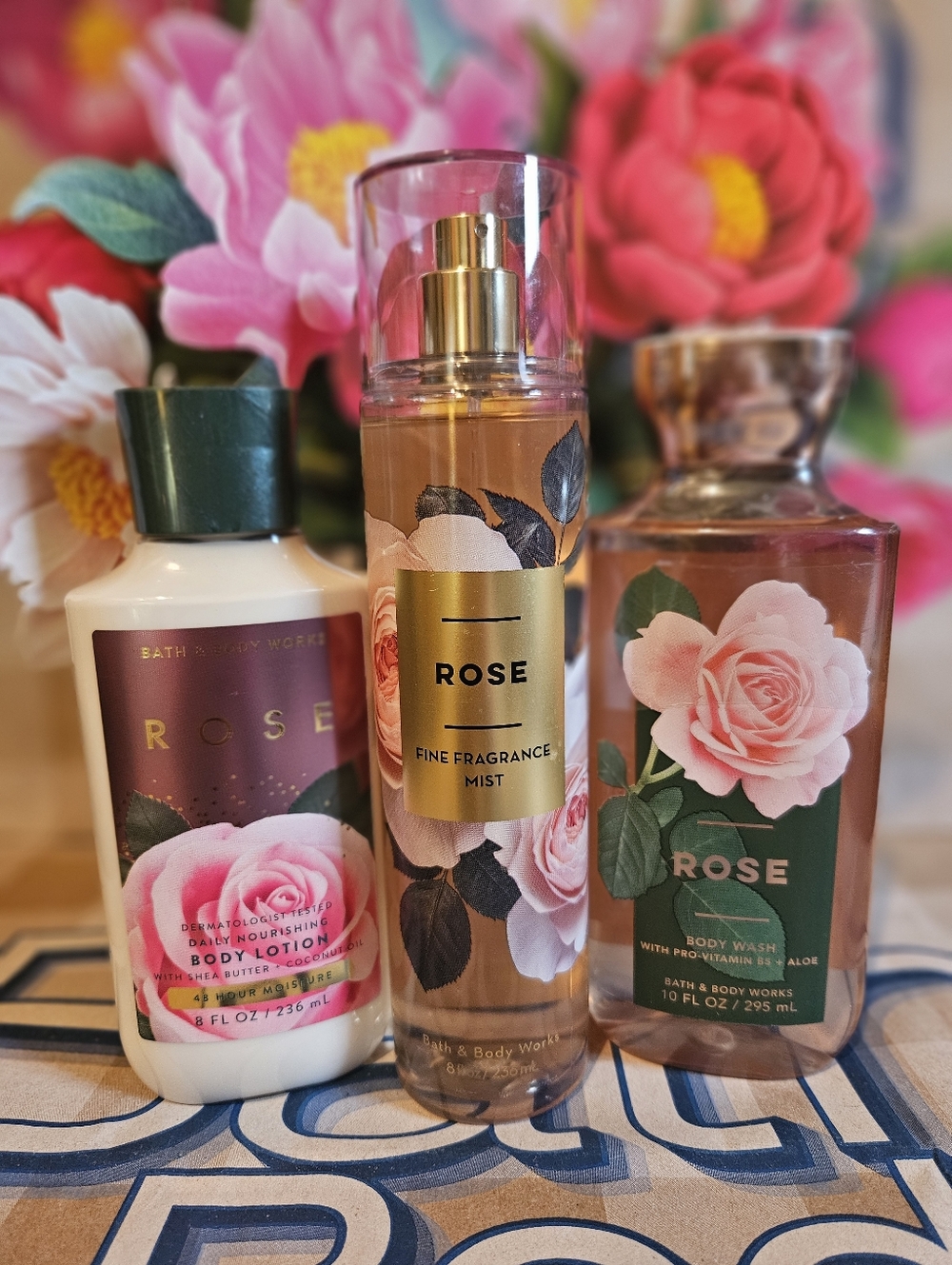 NWT Bath & Body Works Rose Body Care Set - Pink, Green, Gold - Picture 12 of 12